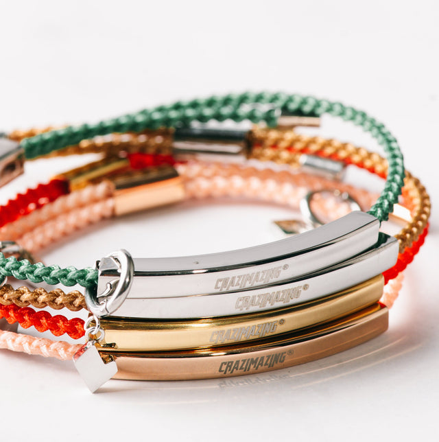 Heart Tag String Bracelet in Champagne
