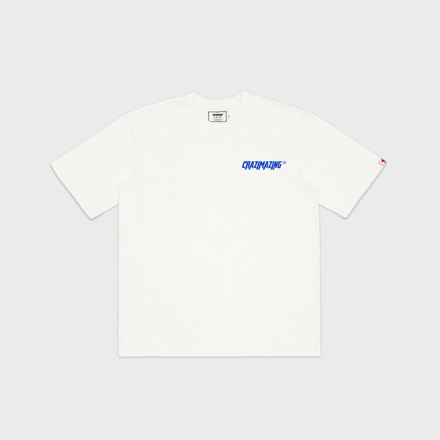 CRAZIMAZING CLASSIC TEE |WHITE LOGO BLUE