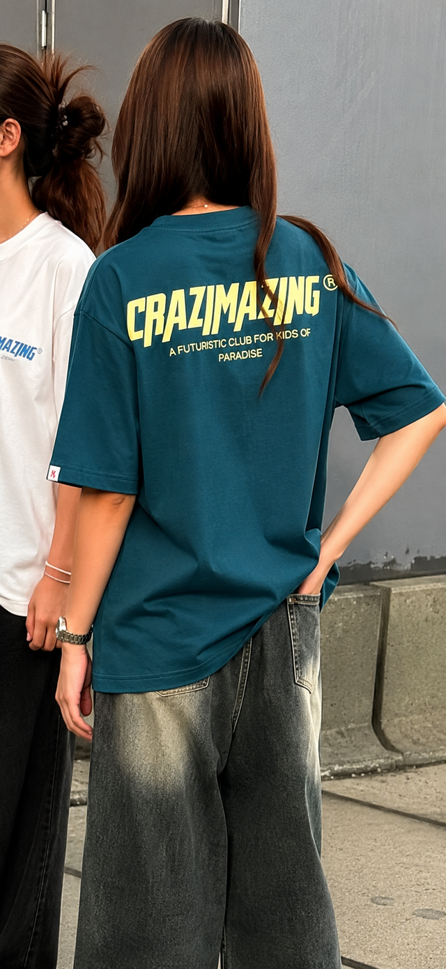 Crazimazing Classic Tee Deep teal | Yellow Logo