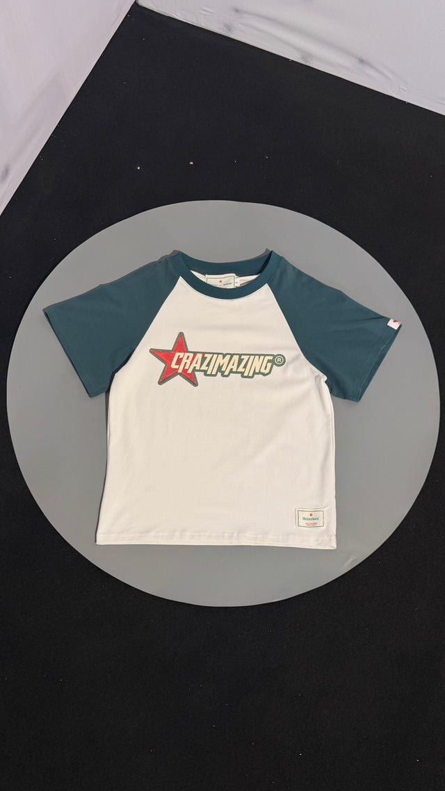 Super Star Baby Tee | White-Green