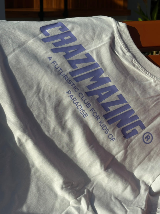 Crazimazing Classic Tee White | Blue Logo
