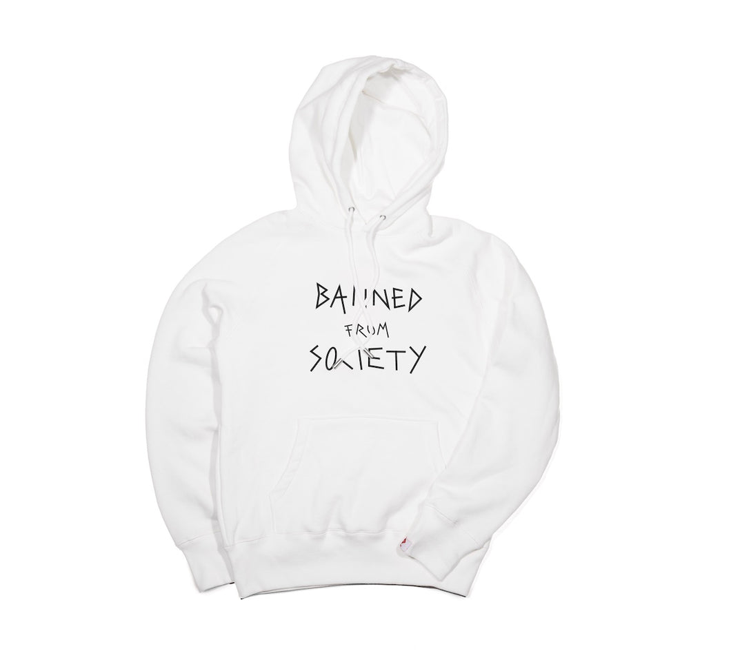 Banned from Society Hoodie Reimagined | White